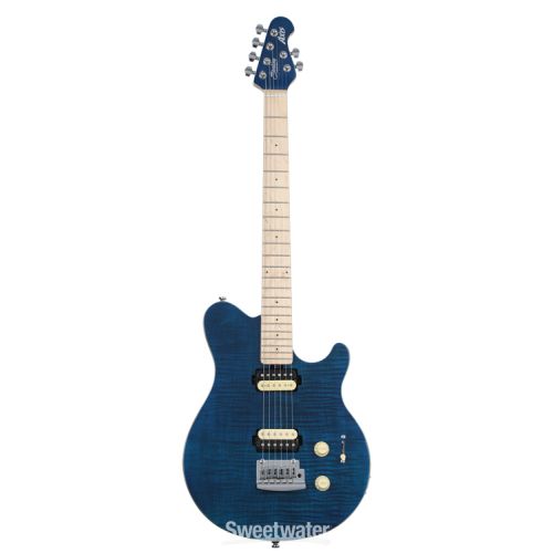  Sterling By Music Man Axis Flame Maple Electric Guitar - Neptune Blue