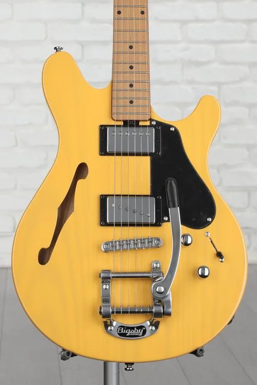 Sterling By Music Man Valentine Chambered Bigsby Electric Guitar - Butterscotch with Bag