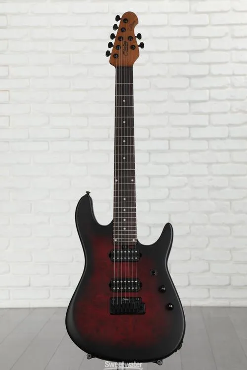  Sterling By Music Man 7-string Jason Richardson Signature Electric Guitar - Dark Scarlet Burst Satin