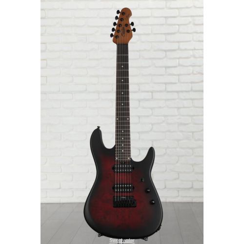  Sterling By Music Man 7-string Jason Richardson Signature Electric Guitar - Dark Scarlet Burst Satin