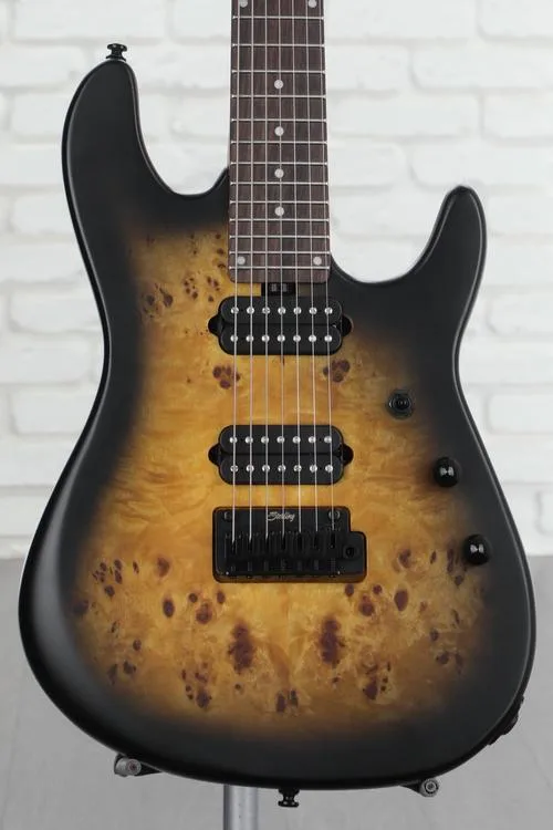 Sterling By Music Man 7-string Jason Richardson Signature Electric Guitar - Natural Poplar Burl Burst