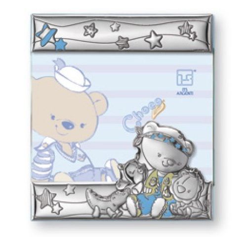  Sterling Touch STERLING SILVER Picture Frame ZOO (5 x 7). Made in Italy (Choco Bear)