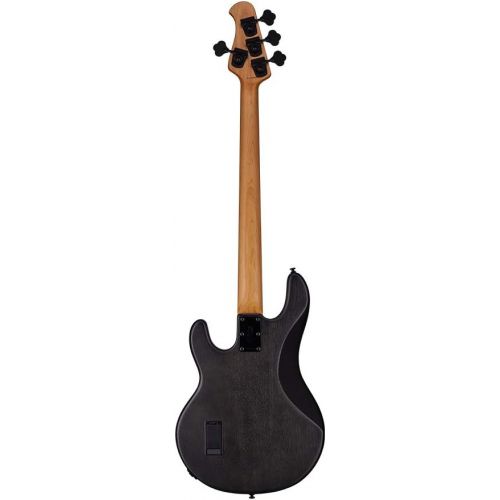  Sterling By MusicMan 4 String Bass Guitar, Right, Poplar Burl, Trans Black Satin (RAY34PB-TBKS-R2)