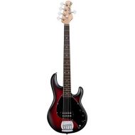 Sterling by Music Man StingRay Ray5 Bass Guitar in Ruby Red Burst Satin, 5-String