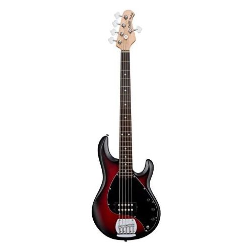  Sterling by Music Man StingRay Ray5 Bass Guitar in Ruby Red Burst Satin, 5-String