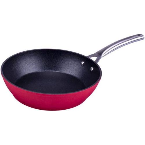  Steuber Hochrand Mega-Pan Bratpfanne, Ø28cm, antihaftbeschichtet, fuer Induktion & Backofen, schwarz/rot