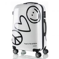 Steve White ABS Suitcase Cartoon Pattern Smile Carry On With Wheels 20 in 24 in