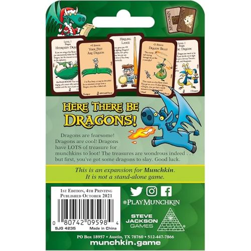  Steve Jackson Games Munchkin Dragons Card Game (Mini-Expansion) | 15 Cards | Adult, Kids, & Family Game | Fantasy Adventure Roleplaying Game | Ages 10+ | 3-6 Players | Avg Play Time 120 Min | from