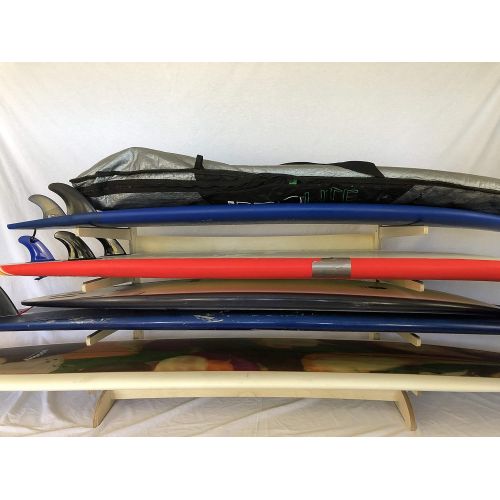  Steves Rack Shack 4 Space Horizontal Surfboard Freestanding Storage 4 Spaces, Storage for: shortboard, Fish, Fun Boards (Freestanding; for use Indoors; Made in The USA)