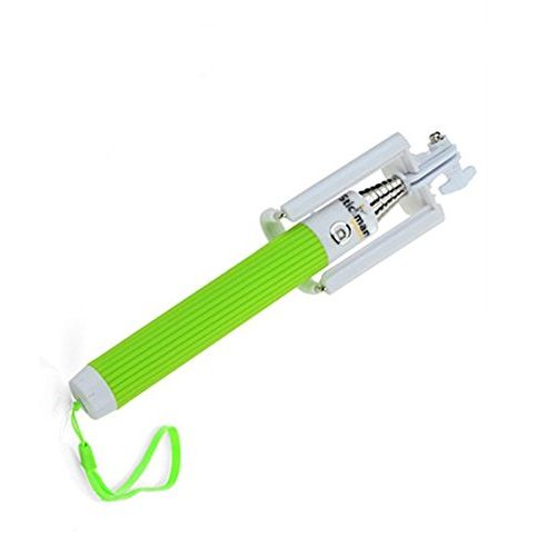  Stickman Selfiestick iPhone Android Samsung Galaxy Self-Portrait Bluetooth Remote Shutter USB Charger Extendable Monopod Wireless GreenLIFETIME Replacement Warranty