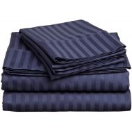 Sticky cotton RV Camper Bedding Sheet Set 6-12 Deep Pocket 400 TC 100% Cotton for RV- Trucks, Campers, Airstream, Bus, Boat and motorhomes Easy to fit in RV-Mattress Navy Blue Stripe(60 x 75) RV