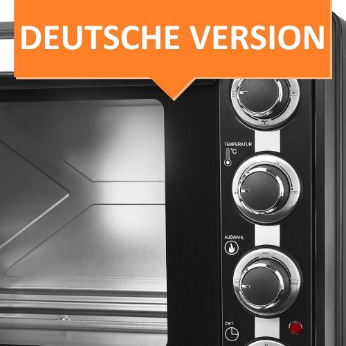  [아마존베스트]Stillstern Mini Oven with Air Circulation (60 Litres) German Version with 2x Baking Tray Including Oven Gloves, Recipe Booklet, Rotisserie, Timer, Interior Lighting, 2200 W