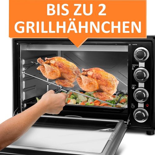  [아마존베스트]Stillstern Mini Oven with Air Circulation (60 Litres) German Version with 2x Baking Tray Including Oven Gloves, Recipe Booklet, Rotisserie, Timer, Interior Lighting, 2200 W