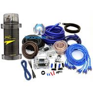 pkg Stinger 5 Farad Digital Power Capacitor and Power Pro 0 +4 Gauge 8500W 3 RCA Installation Kit