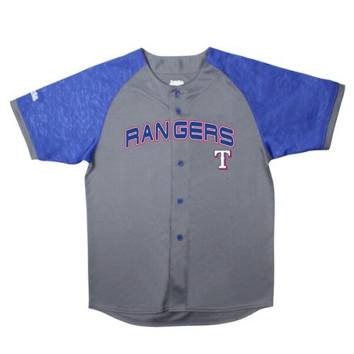  Youth Texas Rangers Stitches CharcoalRoyal Glitch Jersey