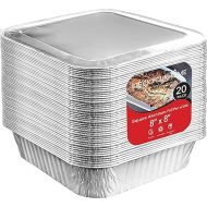 8x8 Foil Pans with Lids (20 Pack) 8 Inch Square Aluminum Pans with Covers -Disposable Food Containers Great for Baking Cake, Cooking, Heating, Storing, Prepping Food