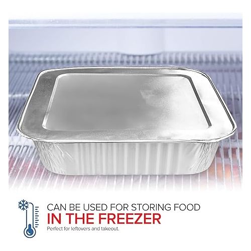  8x8 Foil Pans with Lids (20 Pack) 8 Inch Square Aluminum Pans with Covers -Disposable Food Containers Great for Baking Cake, Cooking, Heating, Storing, Prepping Food