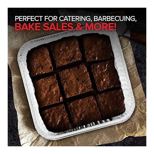  8x8 Foil Pans with Lids (20 Pack) 8 Inch Square Aluminum Pans with Covers -Disposable Food Containers Great for Baking Cake, Cooking, Heating, Storing, Prepping Food