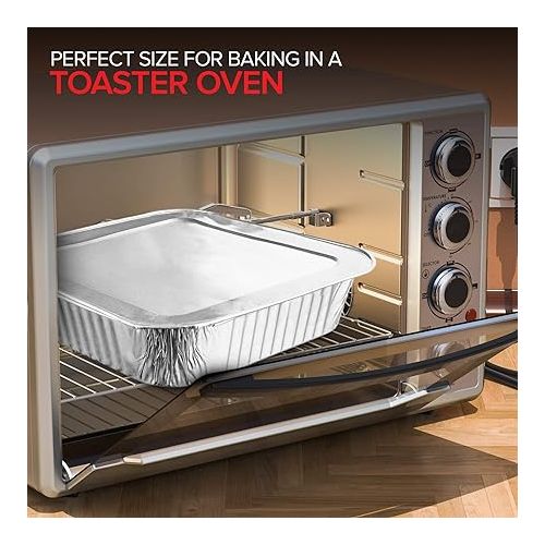  8x8 Foil Pans with Lids (20 Pack) 8 Inch Square Aluminum Pans with Covers -Disposable Food Containers Great for Baking Cake, Cooking, Heating, Storing, Prepping Food