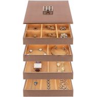 [아마존핫딜][아마존 핫딜] Stock Your Home Jewelry Trays for Drawers, Stackable Jewelry Trays for Earring Necklace Jewelry Storage, Jewelry Organizer for Women, Faux Leather Exterior, Soft Felt Interior, Set of 4 with Lid,