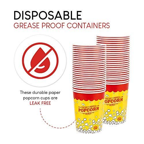  Stock Your Home 32 Oz Popcorn Bucket (25 Count) Paper Popcorn Cups for Movie Theater Concsession Carnival Party - Yellow and Red Reusable Popcorn Containers