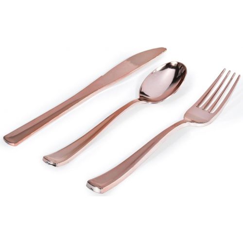  Stock Your Home Plastic Cutlery Heavy Duty - 160 Piece Rose Gold Plastic Silverware - Rose Gold Plastic Utensils - Pink Plastic Cutlery  80 Plastic Forks, 40 Plastic Spoons, 40 Plastic Knives