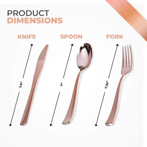  Stock Your Home Plastic Cutlery Heavy Duty - 160 Piece Rose Gold Plastic Silverware - Rose Gold Plastic Utensils - Pink Plastic Cutlery  80 Plastic Forks, 40 Plastic Spoons, 40 Plastic Knives