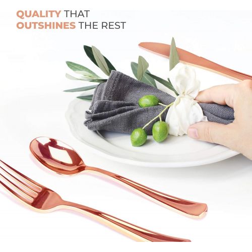  Stock Your Home Plastic Cutlery Heavy Duty - 160 Piece Rose Gold Plastic Silverware - Rose Gold Plastic Utensils - Pink Plastic Cutlery  80 Plastic Forks, 40 Plastic Spoons, 40 Plastic Knives