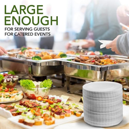  Stock Your Home 9-Inch Paper Plates Uncoated, Everyday Disposable Plates 9 Paper Plate Bulk, White, 500 Count