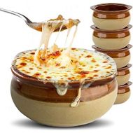 [아마존베스트]Stock Your Home French Onion Soup Crocks (6 Count) - 12 Ounce Oven Safe French Onion Soup Bowls - Two-Toned Brown & Ivory Ceramic Porcelain Soup Bowls