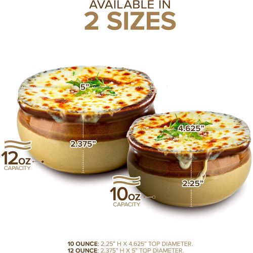  [아마존베스트]Stock Your Home French Onion Soup Crocks (6 Count) - 12 Ounce Oven Safe French Onion Soup Bowls - Two-Toned Brown & Ivory Ceramic Porcelain Soup Bowls