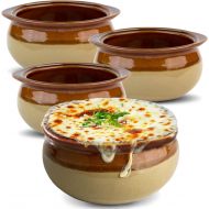 [아마존베스트]Stock Your Home French Onion Soup Crocks (4 Count) - 10 Ounce Oven Safe French Onion Soup Bowls - Two-Toned Brown & Ivory Ceramic Porcelain Soup Bowls - Stoneware Crocks for Soup,