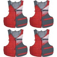 Fit Adult PFD Life Vest | Pack of 4 | Coast Guard Approved, Adjustable Size, Unisex, Lightweight, High Mobility, PVC Free Life Jacket - Value Pack