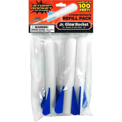  [아마존베스트]Stomp Rocket Jr. Glow Rocket Refill Pack, 3 Rockets - Outdoor Rocket Toy Gift for Boys and Girls- Ages 3 Years and Up