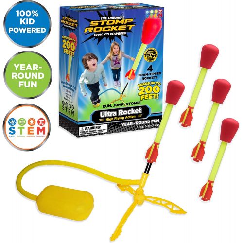  [아마존베스트]Stomp Rocket Ultra Rocket, 4 Rockets - Outdoor Rocket Toy Gift for Boys and Girls - Comes with Toy Rocket Launcher - Ages 5 Years and Up