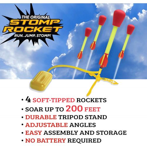  [아마존베스트]Stomp Rocket The Original Ultra Rocket Launcher, 4 Rockets and Toy Air Rocket Launcher - Outdoor Rocket STEM Gift for Boys and Girls Ages 5 Years and Up - Great for Outdoor Play