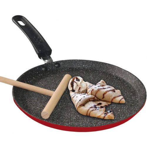  STONE Crepe-Pfanne 24 cm, mit Besteck, induktionsgeeignet, rubinrot