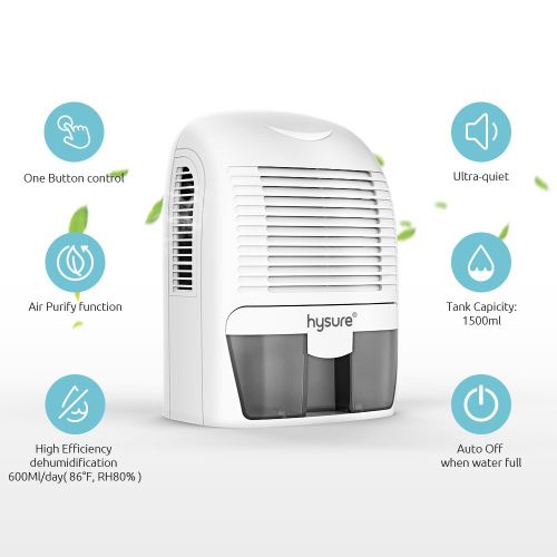  Stone Hysure Portable Mini Dehumidifier 2200 Cubic Feet Electric Safe Dehumidifier for Bedroom, Home, Crawl Space, Bathroom, RV, Baby Room, White