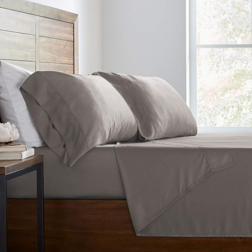  Stone & Beam Wrinkle-Resitant 100% Tencel Bed Sheet Set, California King, Smoke