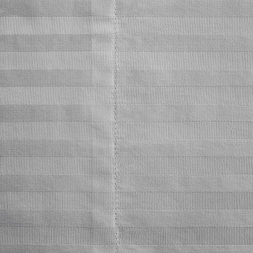  Stone & Beam 100% Cotton Dobby Stripe Sateen Bed Sheet Set, Full, Heather