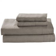 Stone & Beam Belgian Flax Linen Bed Sheet Set, Breathable and Durable, Queen, Smoke