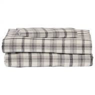 Stone & Beam Rustic 100% Cotton Plaid Flannel Bed Sheet Set, Easy Care, Twin XL, Black and White