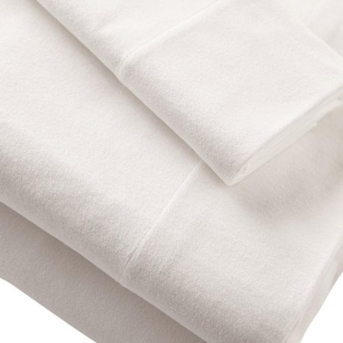  Stone & Beam Rustic Solid 100% Cotton Flannel Bed Sheet Set, Twin, White
