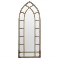 Stone & Beam Modern Arc Metal Frame Hanging Wall Mirror Decor, 46.25 Inch Height, Silver Finish