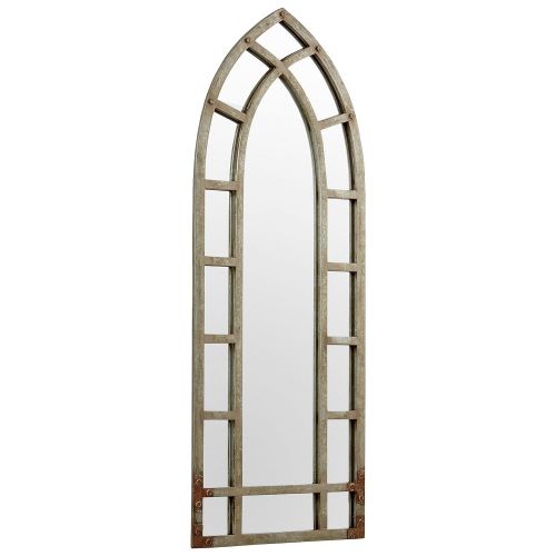  Stone & Beam Modern Arc Metal Frame Hanging Wall Mirror Decor, 46.25 Inch Height, Silver Finish