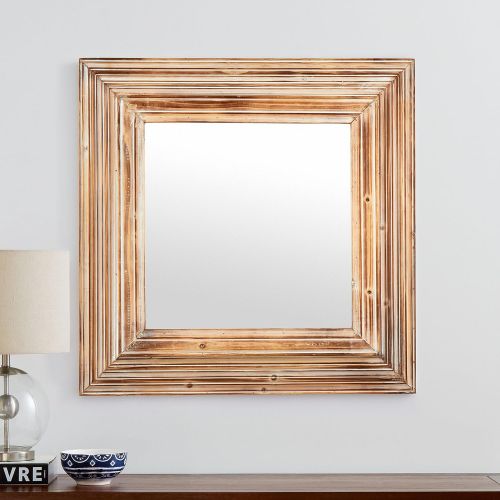  Stone & Beam Vintage-Look Square Mirror, 39.5H, Tan and White