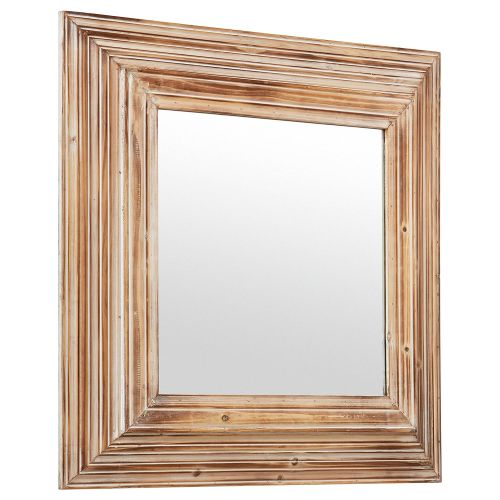  Stone & Beam Vintage-Look Square Mirror, 39.5H, Tan and White