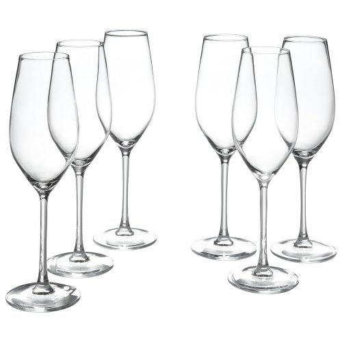  Stone & Beam Traditional Champagne Flute Glass, 9-Ounce, Set of 6