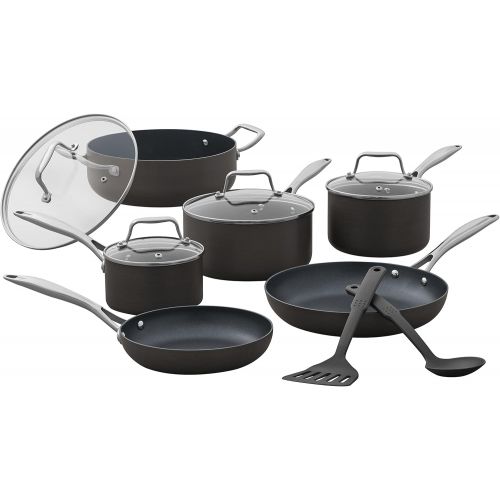  Amazon Brand ? Stone & Beam Kitchen Cookware Set, 12-Piece, Pots and Pans, Hard-Anodized Non-Stick Aluminum