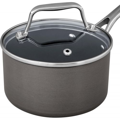  Amazon Brand  Stone & Beam Sauce Pan With Lid, 4-Quart, Hard-Anodized Non-Stick Aluminum